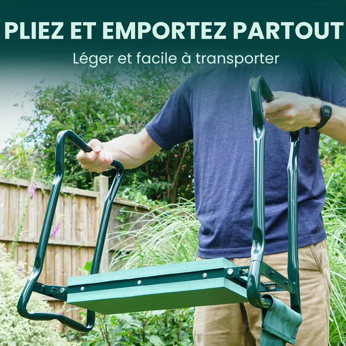 Green Haven Repose-Genoux de Jardin avec poignées et Sac à Outils – Tabouret à Genoux Pliable et Robuste pour Le Jardinage – Coussin de Genoux de Jardin rembourré en Mousse EVA, Cadeau pour Les