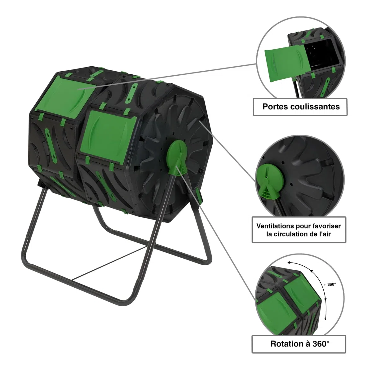 IDMarket - Bac de compostage Rotatif Double bac 140L
