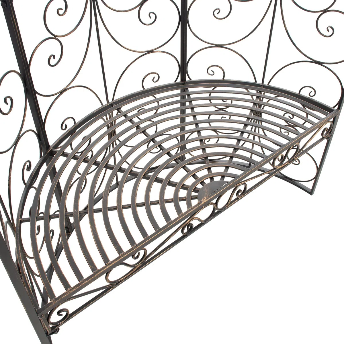 CLP Banc De Jardin Rosie Demi-Cercle I Banquette 2 Places avec Arche A Rosiers en Métal Stable I Demi-Gloriette pour Plantes Grimpantes, Couleur:Bronze