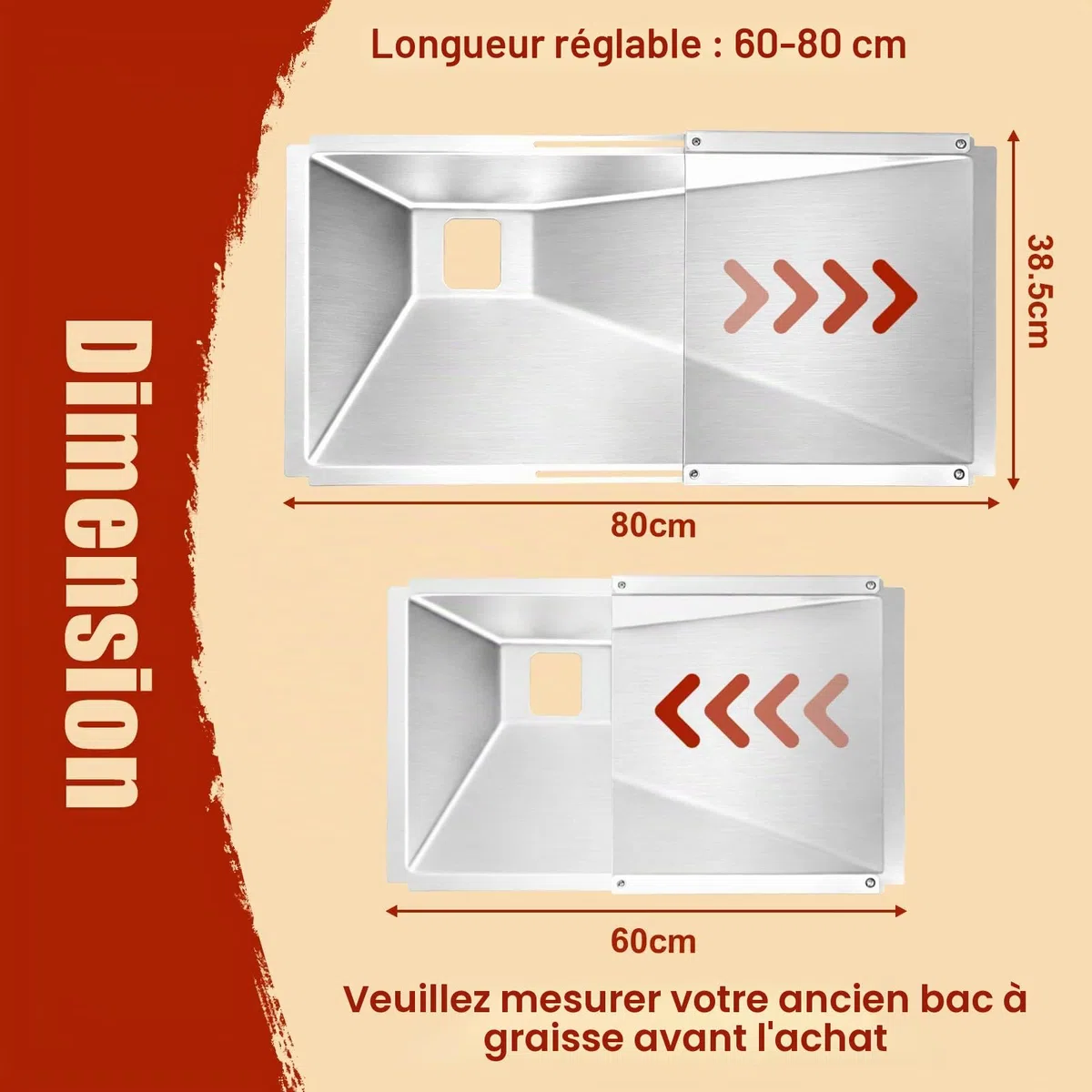 Denmay Bac à graisse universel, avec bac de récupération, bac d'égouttement réglable pour barbecue à gaz 3/4/5 brûleurs de Charbroil, Dyna Glo, Nexgrill, Kenmore et plus encore, bac récupérateur de