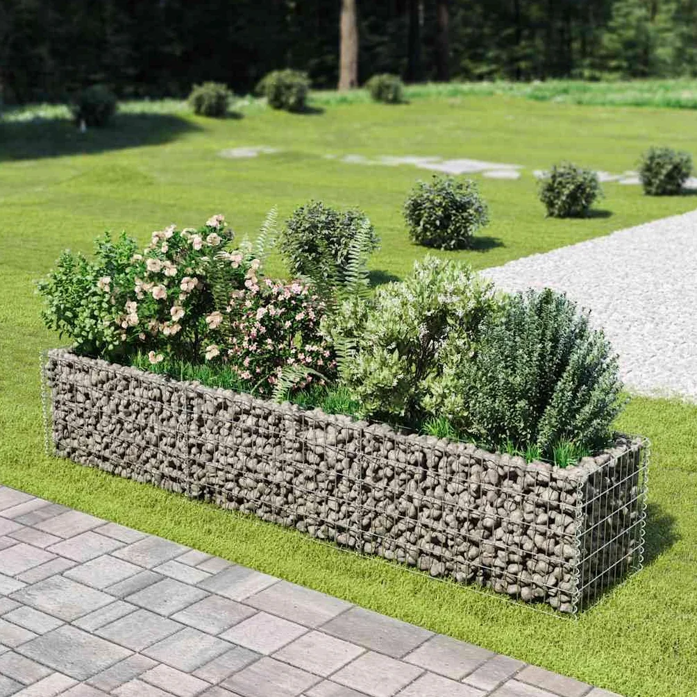 vidaXL Lit Surélevé à Gabion Acier Galvanisé 270x50x50 cm Jardinière Jardin