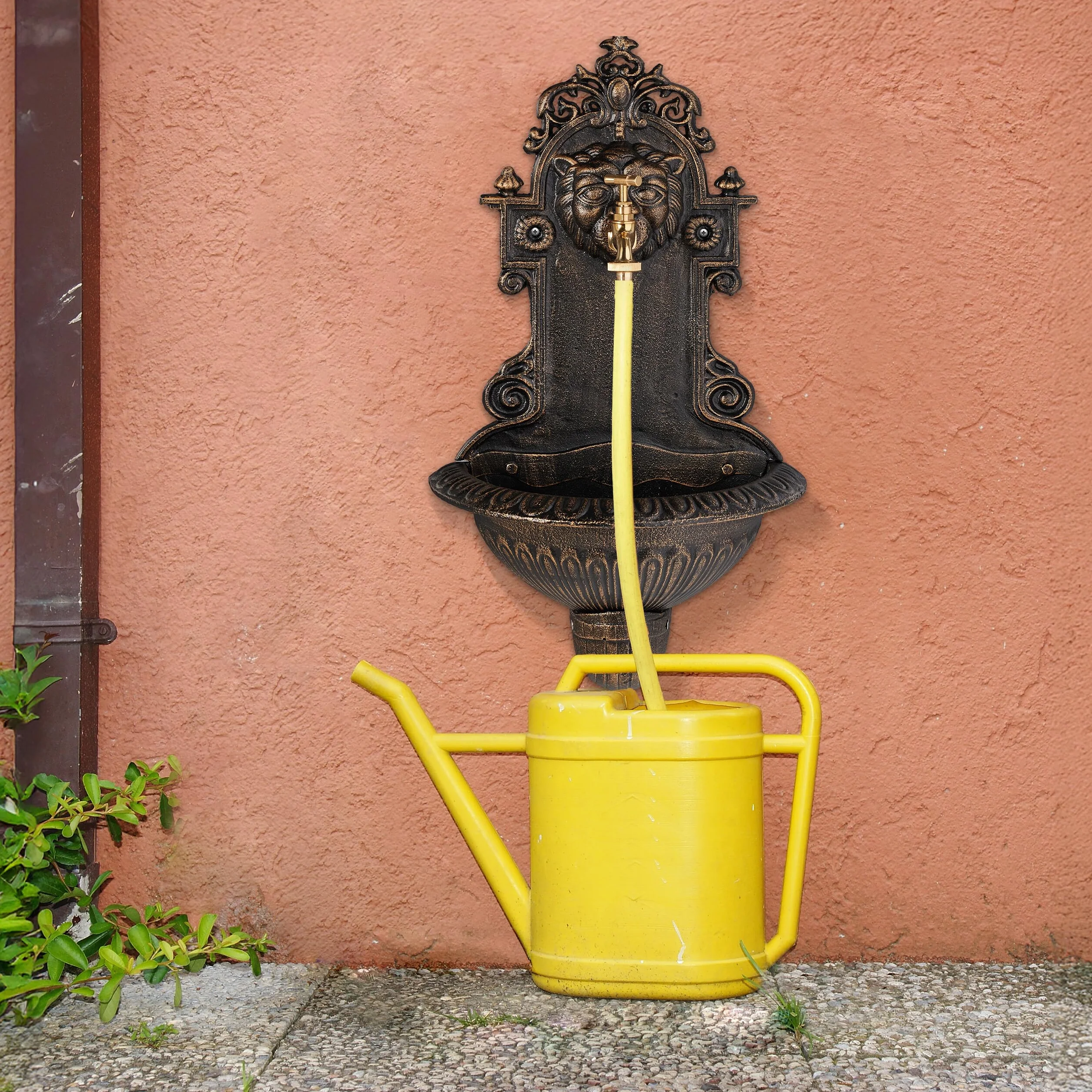 Relaxdays Fontaine extérieure pour Le Jardin, Robinet, bac, Design Rustique, H x L x P : 61 x 35 x 18 cm, Bronze