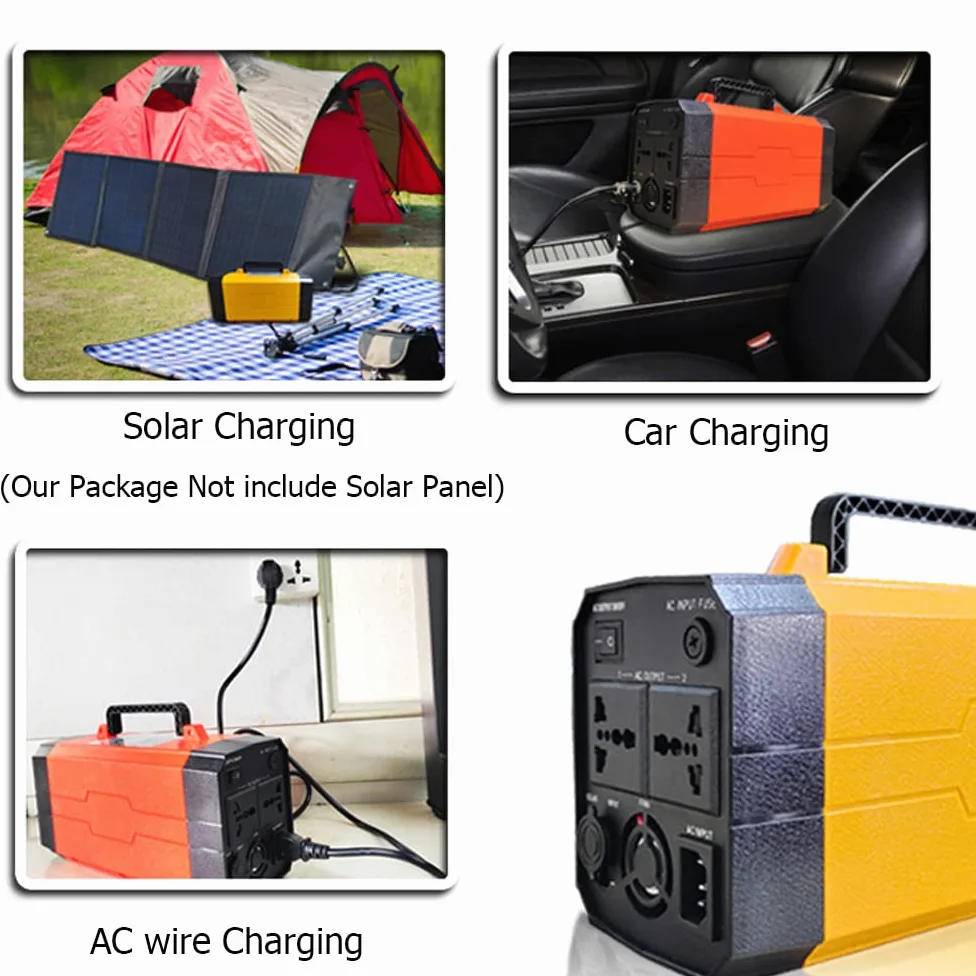 Batterie de Secours Portable Power Station 1000 Peak Watts 500Wh Batterie au Lithium pour Camping/Voyage/intérieur et extérieur (Panneau Solaire Non Inclus),220v/110v,500W40Ah