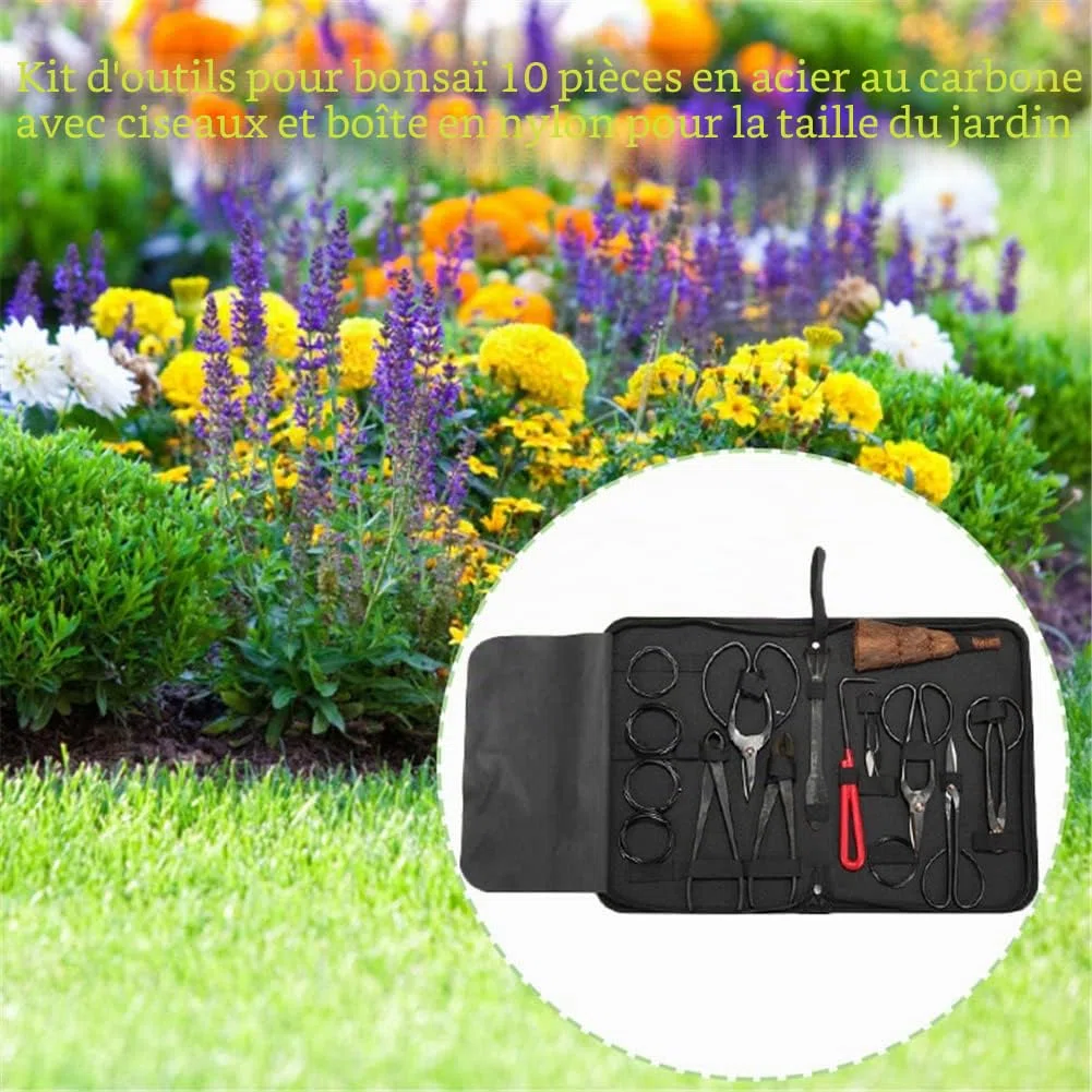 Bonsai Kit Outils Ensemble Outils de Jardinage Ciseaux Cisaille en Acier Carbone avec Étui en Nylon pour Jardin Topiaire