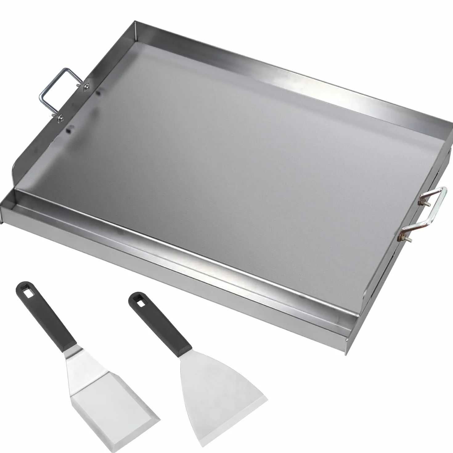 Plaque de cuisson en acier inoxydable - 54 x 41 x 8 cm - Plancha universelle pour barbecue à gaz Weber et barbecue au charbon de bois - Plaque de cuisson avec spatule et grattoir
