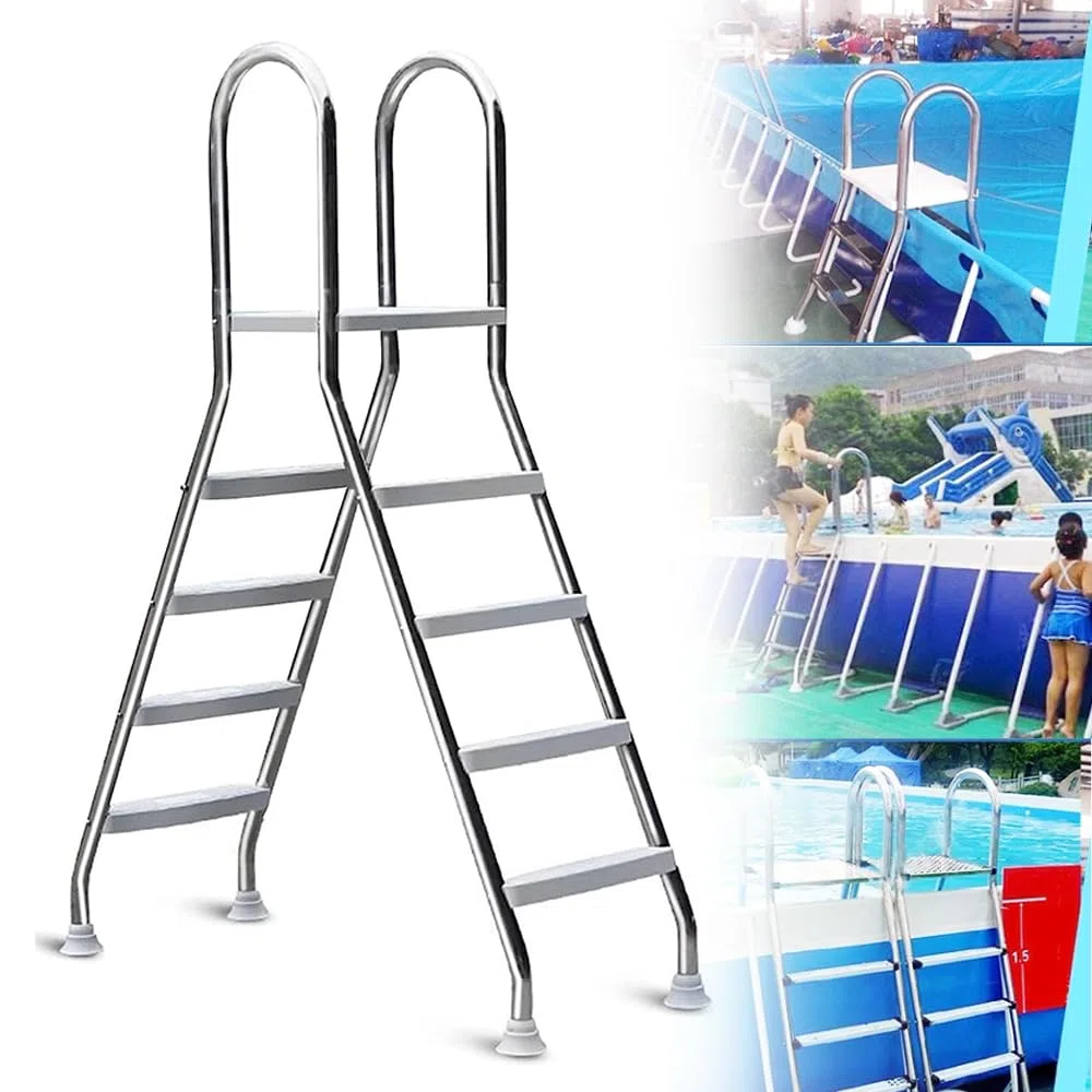 Échelle de Piscine, escalier de Piscine Hors Sol de 52 Pouces de Haut, échelle à 4 marches avec Mains courantes, pour remorques, scène, Piscine de Jardin, Maison