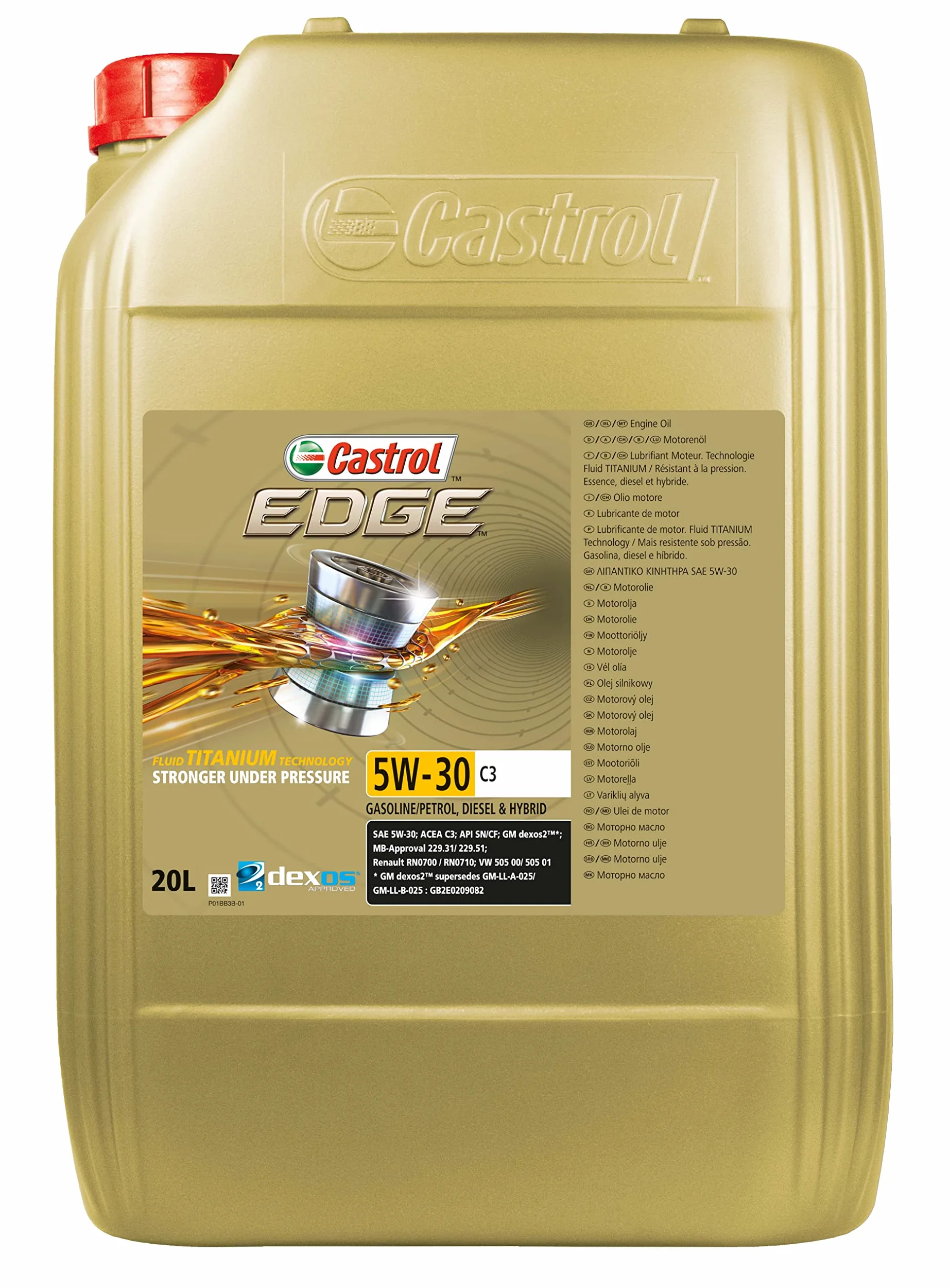 CASTROL Huile moteur EDGE 5W-30 Huile synthétique ACEA C3 API SN API CF C3 20 L Compatible avec VW Golf VII 3/5 portes 5G1, BQ1, BE1, BE2 Golf IV 3/5 portes 1J1 Golf V 3/5 portes 1K1, BMW