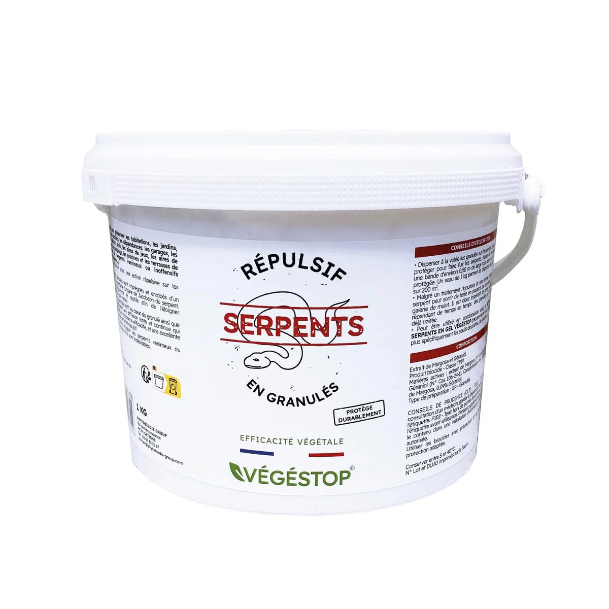 Répulsif Serpents - Granulés - 1 kg - Traitement 200 m² - Longue durée - Origine végétale - Pour tous reptiles : vipères, couleuvres, lézards...