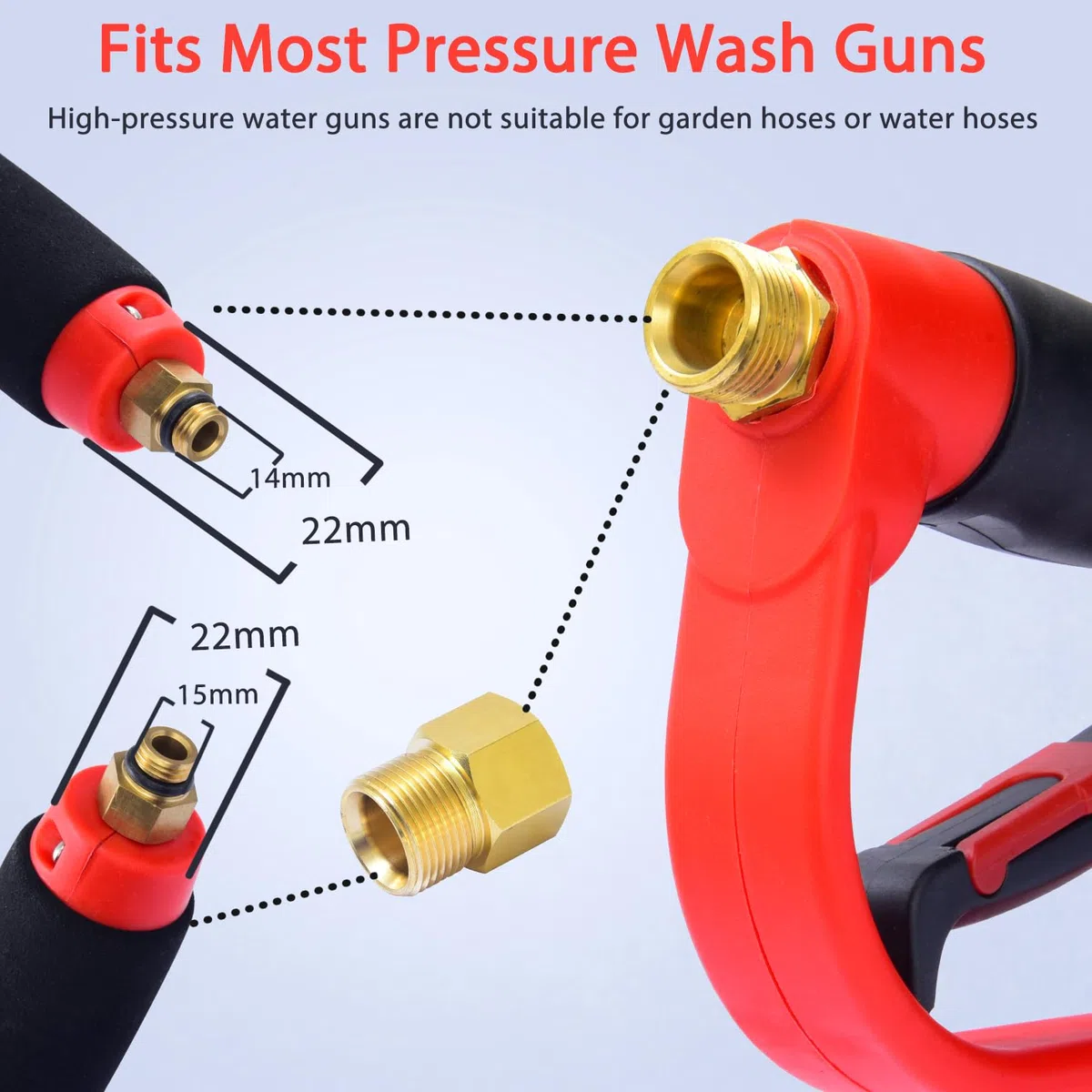 Pistolet De Lavage Haute Pression avec 5 Embouts De Buse,M22-14mm Nettoyage de Laveuse à Jet de Voiture pour Le Lavage Des Voitures,L'Irrigation Des Jardins,Le Nettoyage Des Vitres