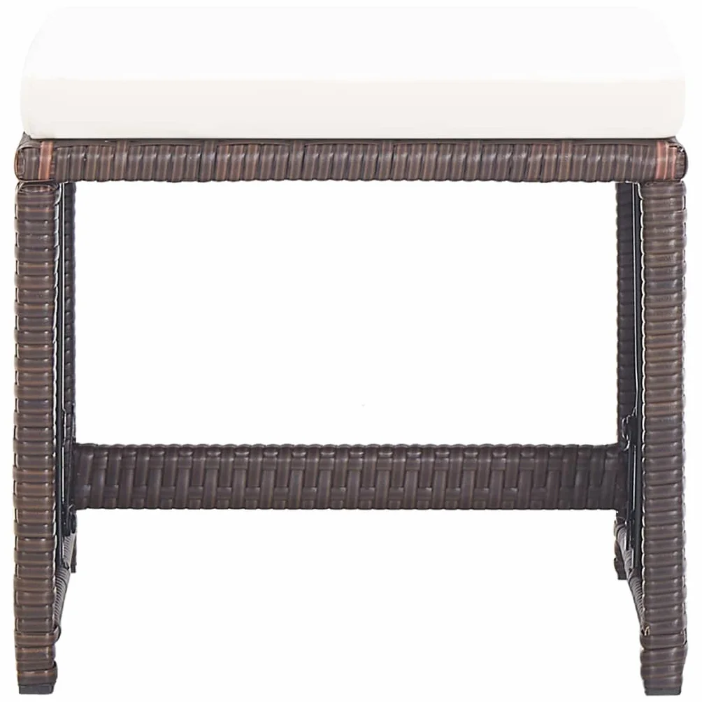 vidaXL Lot de 2 Tabourets de Jardin avec Coussins, Chaise de Pub, Siège de Terrasse, Meuble de Bistrot Patio Extérieur, Résine Tressée Marron