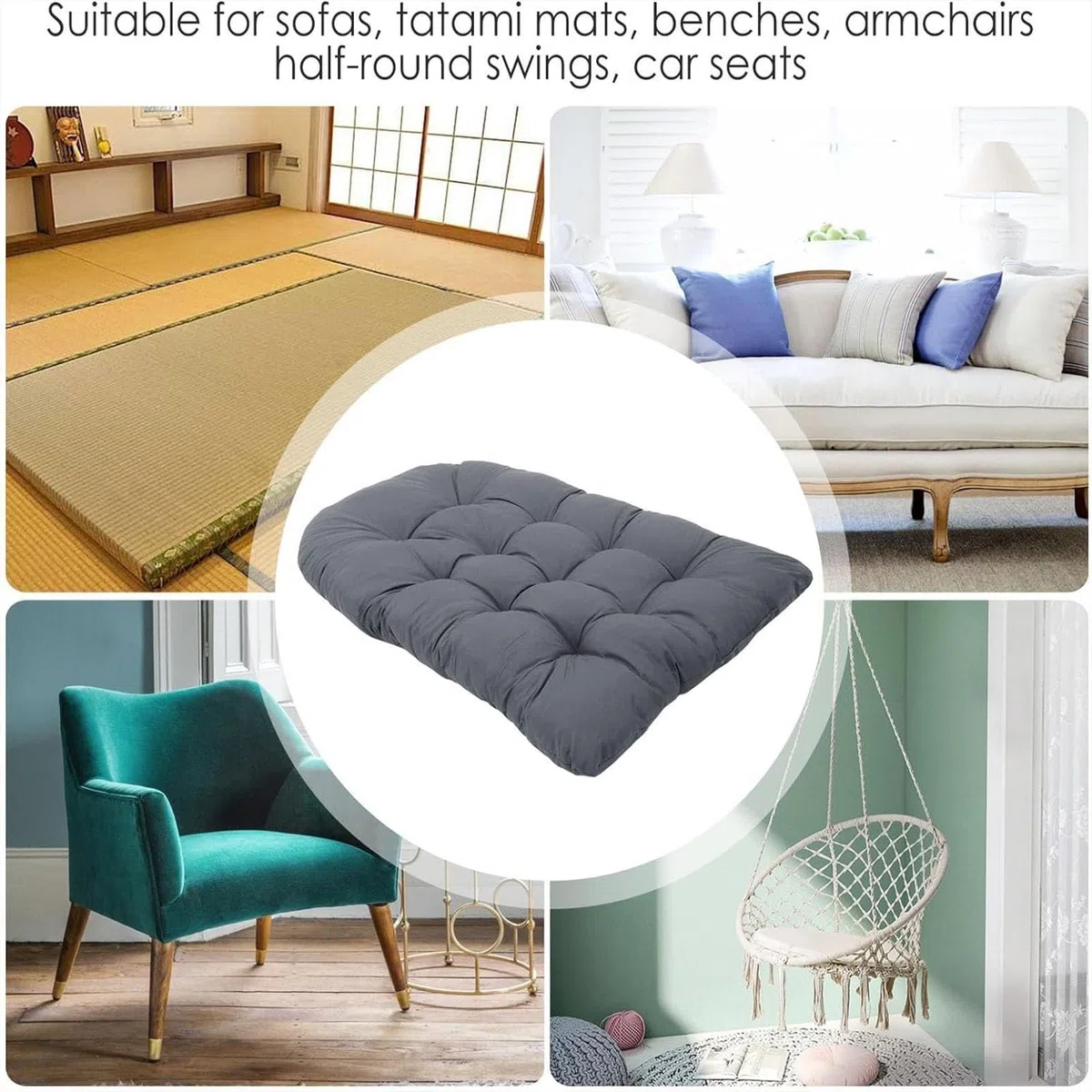 Balançoire Panier Suspendu Coussin de siège Respirant éPaissir Coussins pour Chaise à œUfs Suspendue, Amovible Chaise Oeuf Suspendue pour Patio Jardin Extérieur - Uniquement des Coussins À Vendre(A2)