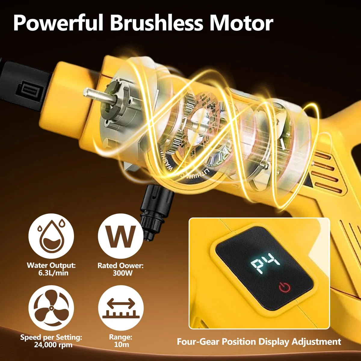 Nettoyeur Haute Pression sans Fil Compatible avec Batterie Dewalt 20V 80Bar | Nettoyeur Portable avec tuyau de 5 m buse 6 en 1 pistolet pour Lavage de Voiture et Nettoyage du Jardin