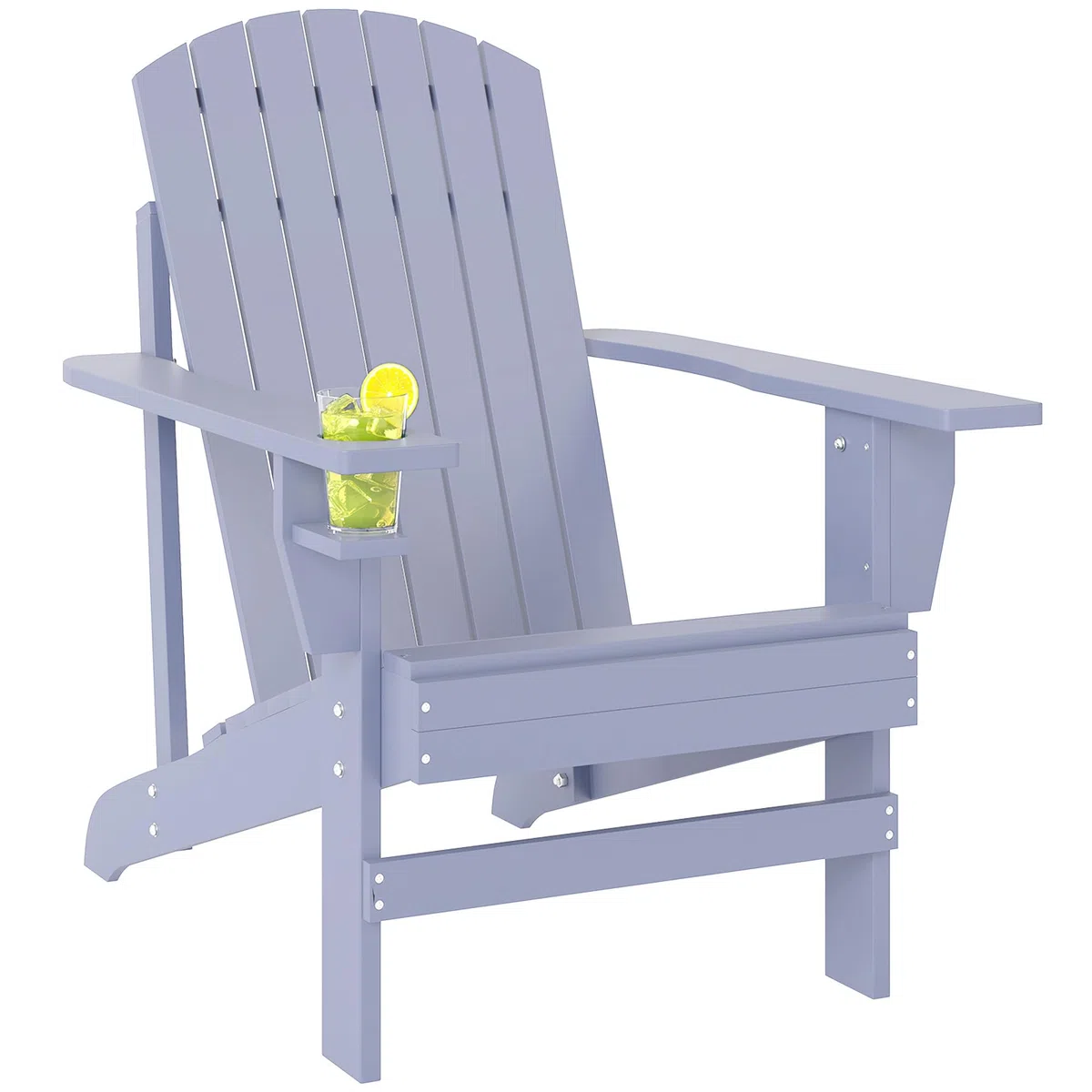 Outsunny Fauteuil de Jardin Adirondack Grand Confort Porte-gobelet intégré Bois de Sapin traité Peint Gris