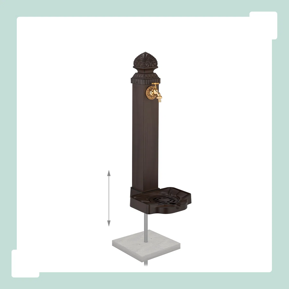 Relaxdays Fontaine extérieure pour Le Jardin ou la terrasse, Robinet, bac, H x L x P : 77 x 29 x 33,5 cm, Marron