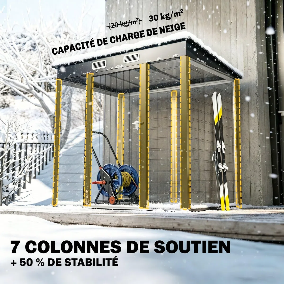 Outsunny Abri de Jardin en métal 2,5 m² Facile à Monter, cabane de Jardin 191x130x183cm Structure en Acier galvanisé améliorée, cabanon Rangement Outils Gants Portes verrouillables aérations, Gris