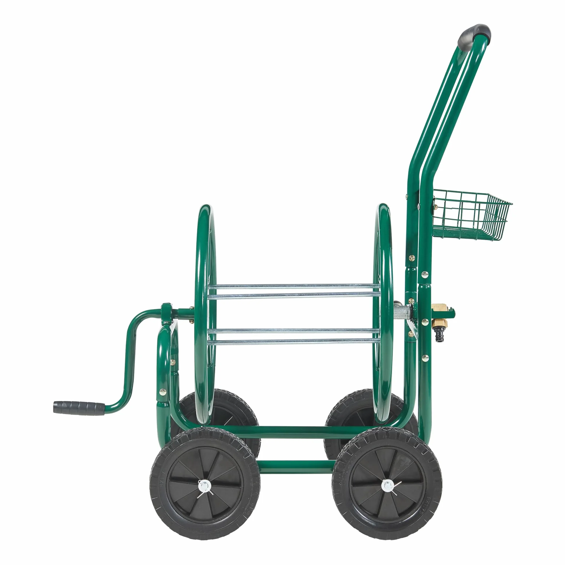 pro.tec Enrouleur de Tuyau de Jardin pour Tuyau 3/4 Pouce jusqu'à 70 m avec 4 Roues et Poignée Enroulable avec Manivelle Mtal PP PU 86 x 44 x 95 cm Vert Noir