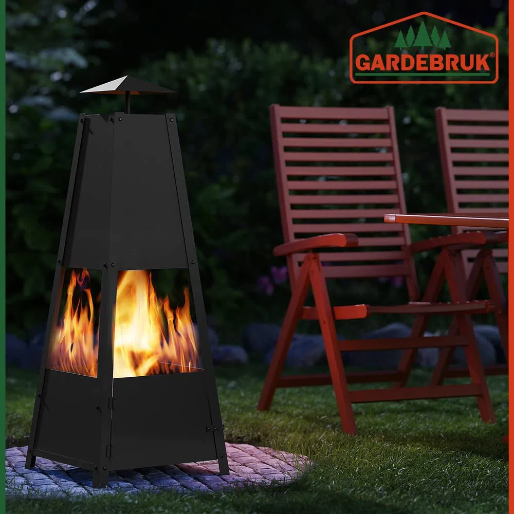 Deuba Brasero de Jardin Pyramide métal avec tisonnier Barbecue Brasier cheminée extérieur