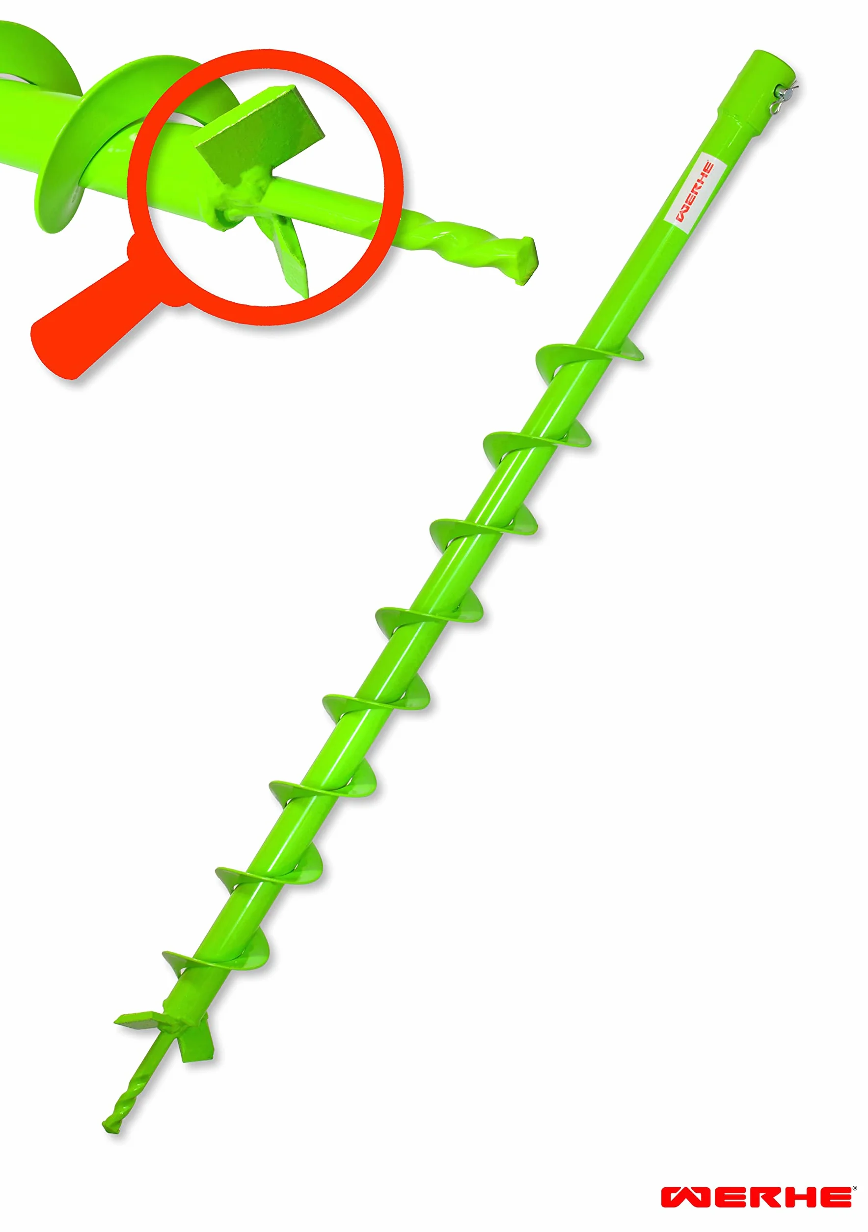 WERHE set de tarière Ø50mm 80cm de long avec adaptateur SDS Plus – Acier robuste avec lames en carbure pour construction de clôtures et travaux de jardinage – Compatible avec les perceuses standard