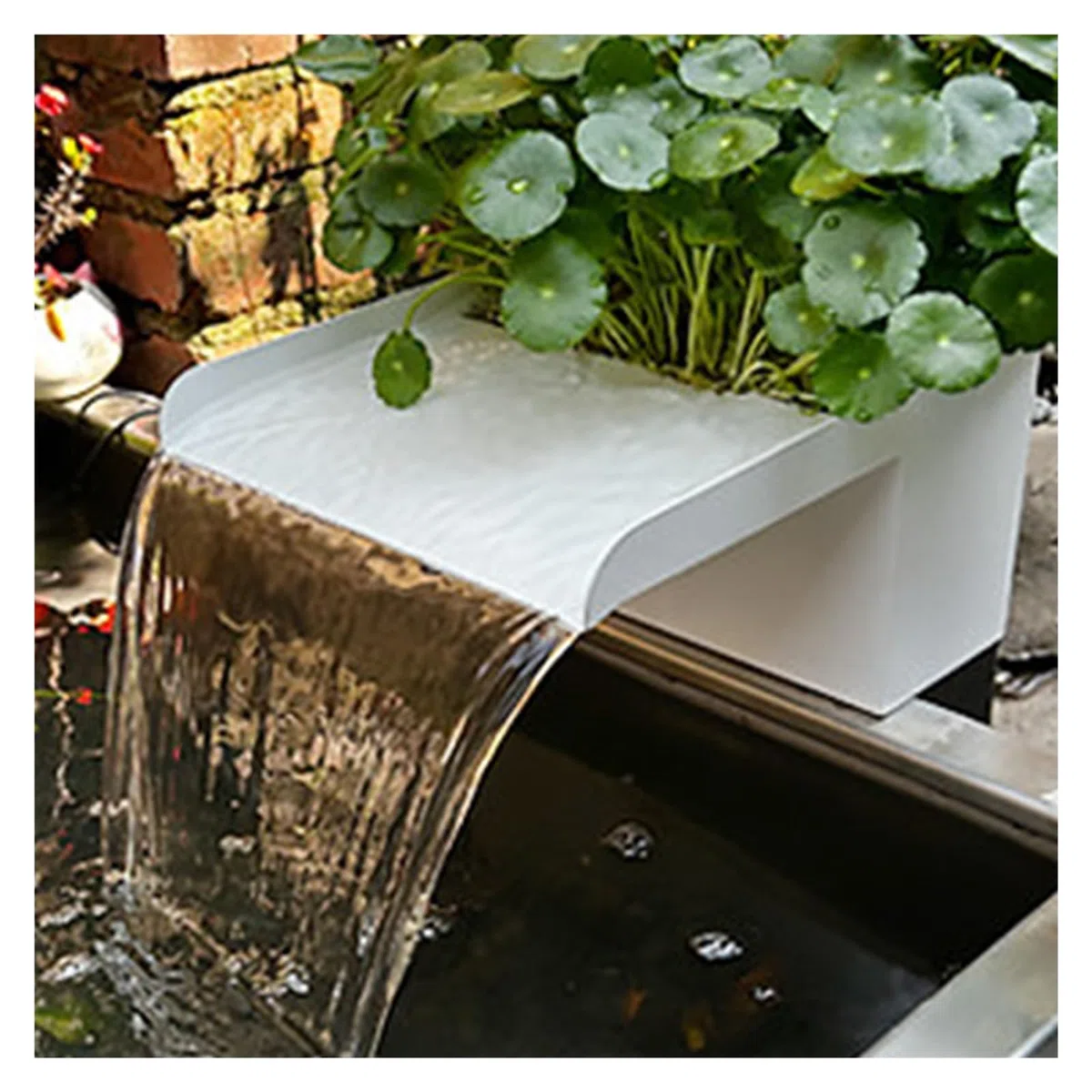 Générique Kit de déversoir en Acier Inoxydable pour bassins et aménagements Aquatiques - Complet avec Filtre et raccords, Installation Facile pour Les Jeux d'eau de Jardin et la décoration extérieure