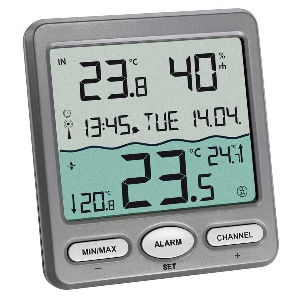 TFA Dostmann Venice 30.3056.10 Thermomètre pour la surveillance de la température de l'eau dans piscine bassin ou piscine Jacuzzi Gris