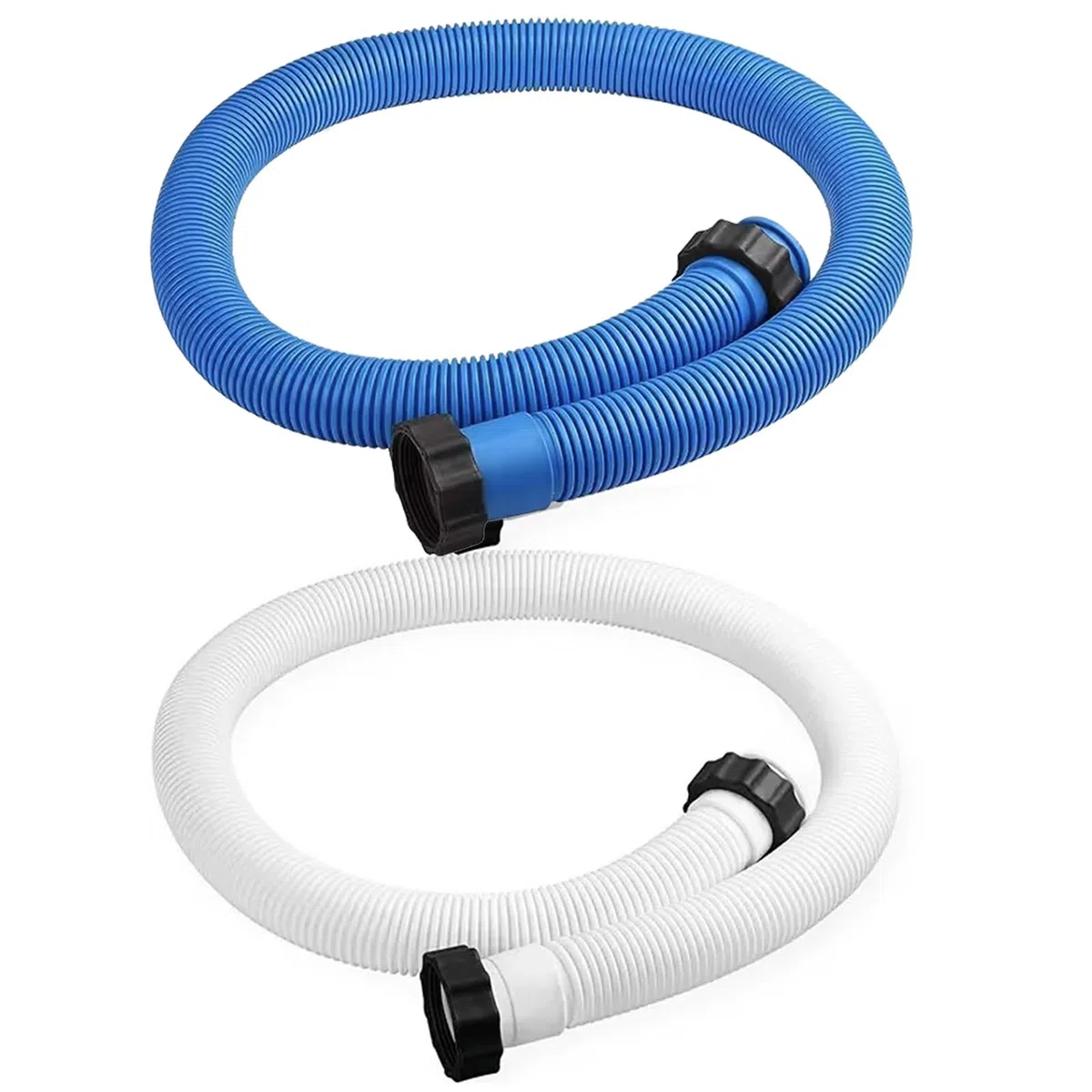 Lot de 2 tuyaux de piscine de 38 mm, 1,5 m pour pompe à sable et système de sel dans la pompe de filtration intensive, tuyau de 38 mm pour pompe à eau de 1500 Gph et capacité supérieure,blanc bleu