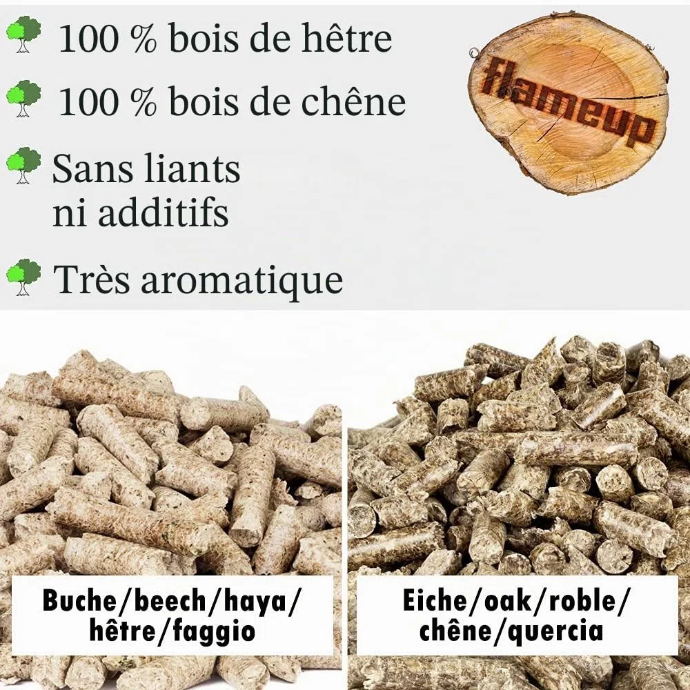 pellets de Fumage chêne et hêtre 15 kg + 15 kg pellets Bois pour Barbecue Four à Pizza fumoir extérieur Accessoires | 15 kg chacun, bois, barbecue, extérieur, granulés de bois, jardin