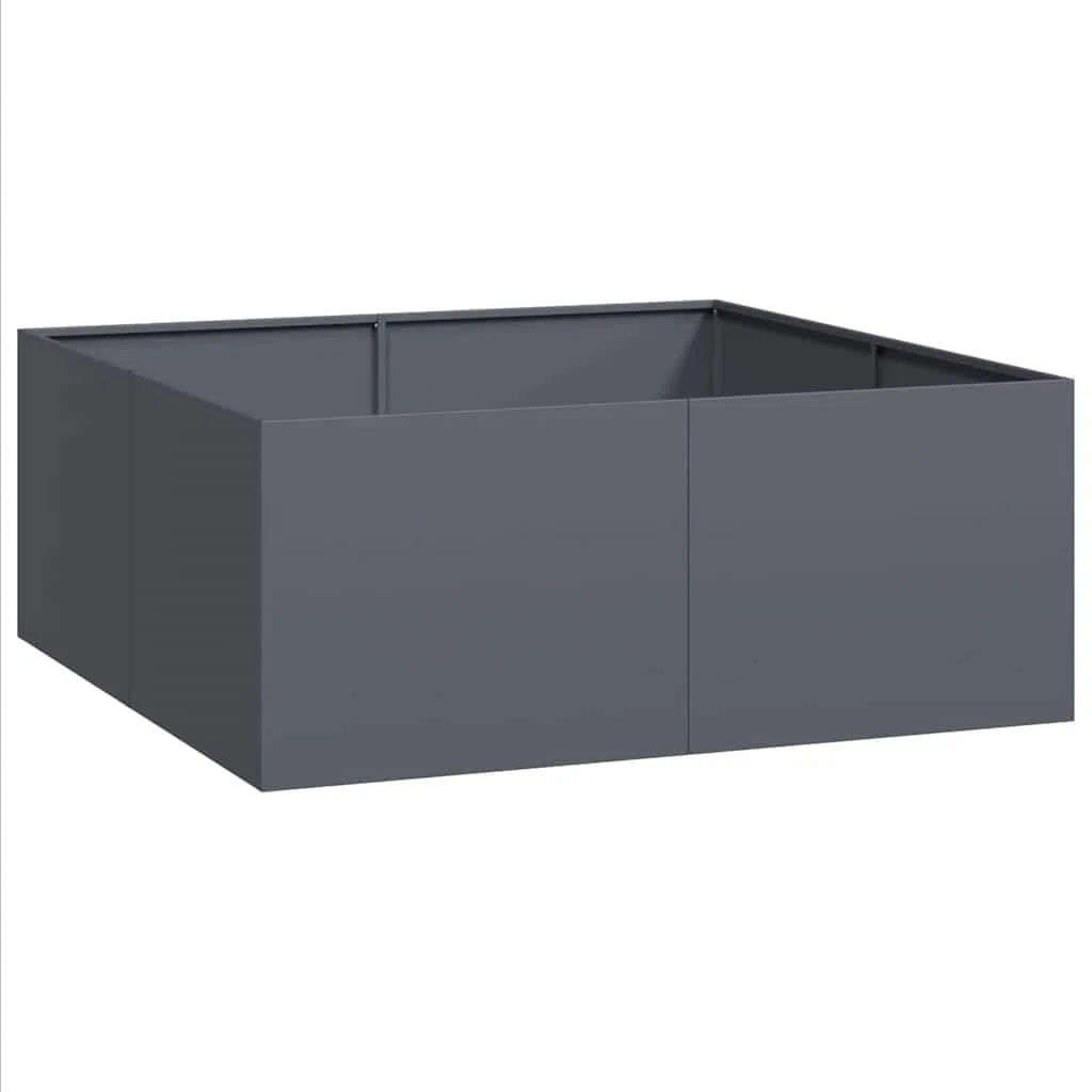 Tomostar Lit de Jardin Surélevé, Jardinière Potager de Jardin Bac à Plant Anthracite 100x100x40 cm Acier