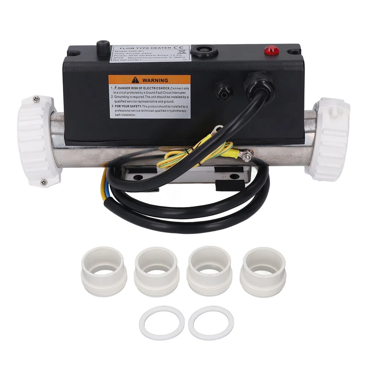 Qcwwy Chauffe-Piscine électrique, Thermostat d'eau avec Contrôle de la Température, Auto-Chauffage pour Baignoire Spa, Piscine Câblée équipée d'un Pressostat (3KW)