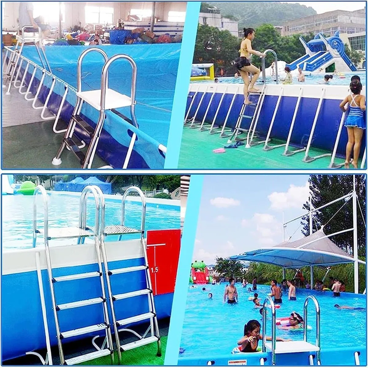Échelle De Piscine Robuste en Acier Inoxydable - Escalier De Piscine Hors Sol à Deux Marches Et à Double Face AntidéRapante, pour Utilisation à L'IntéRieur Et à L'ExtéRieur