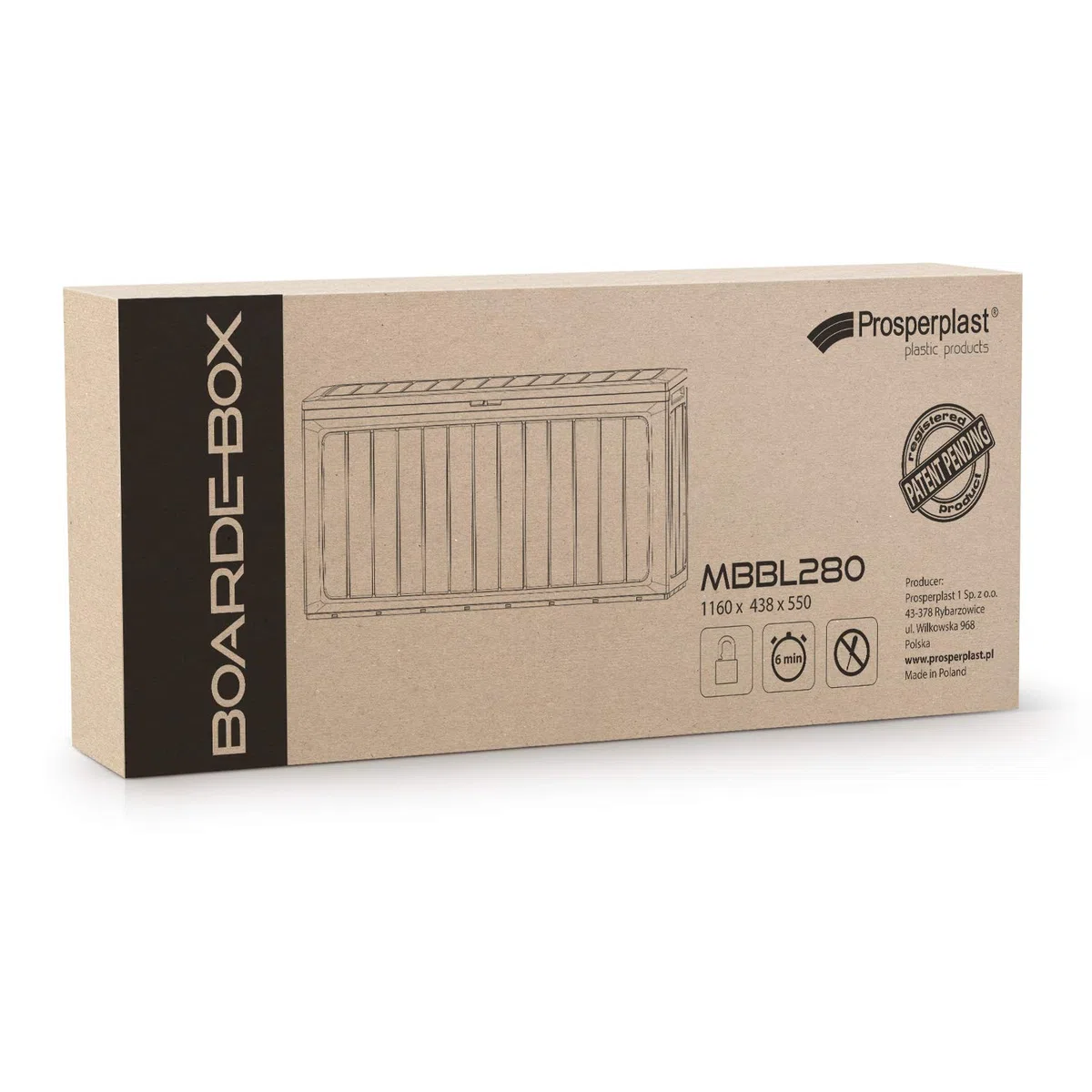 Prosperplast Boardebox Boîte de jardin 280L umbra verrouillable