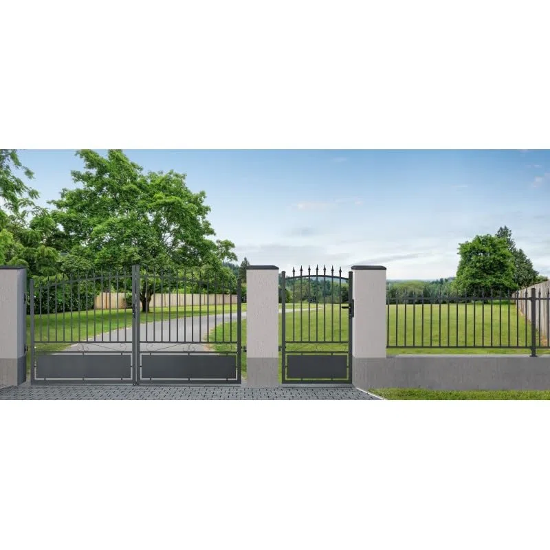 Gardenode Clôture de Jardin Panneau de clôture barrière de Jardin Aluminium flèches L 2m Gris