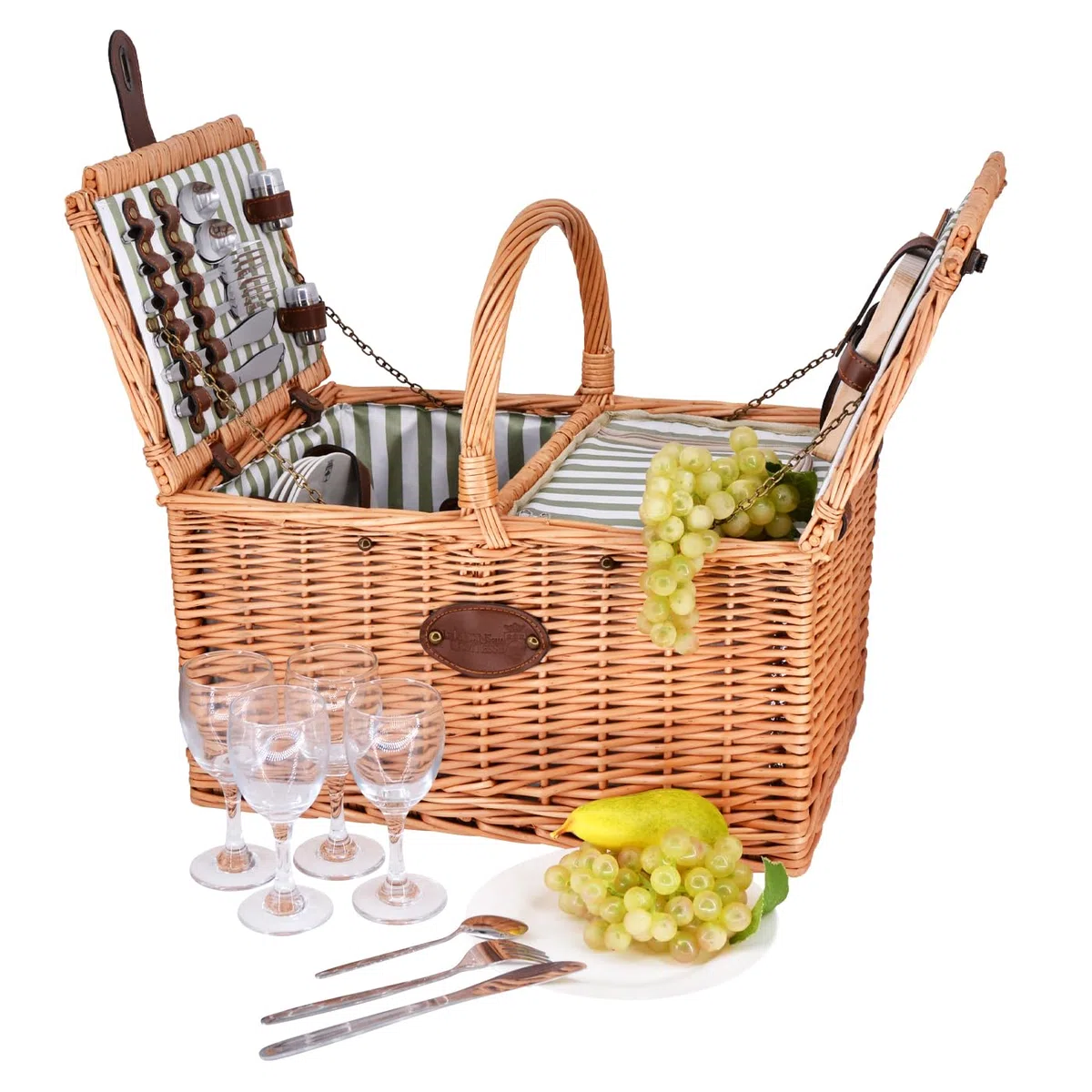 Panier Pique-Nique Osier Saint-Rémy 4 Personnes - Isotherme 14 L | Fait à la main