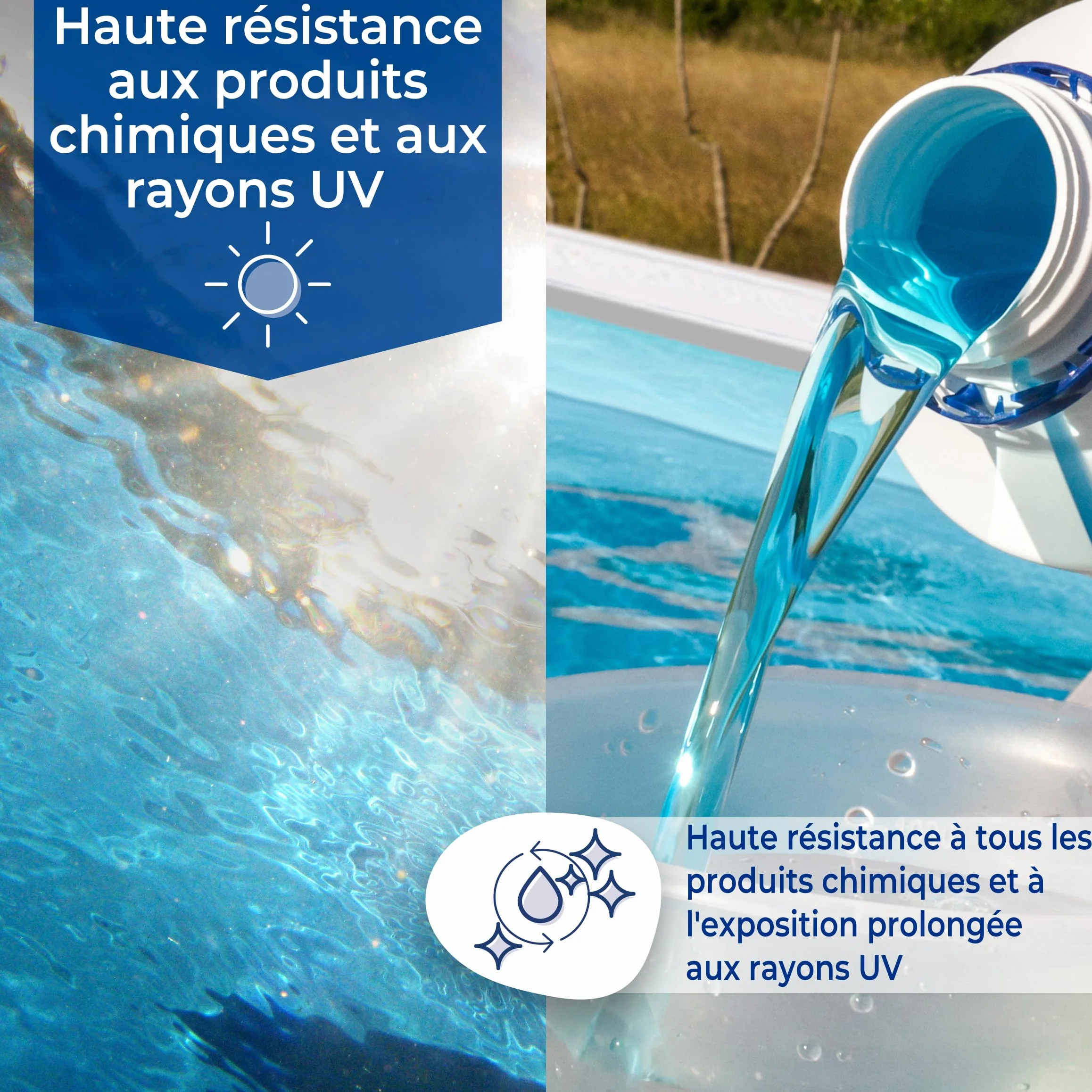 GRE SP2450F - Liner uni Bleu pour piscines Rondes Ø240 H:120cm, épaisseur 30/100e, système Overlap