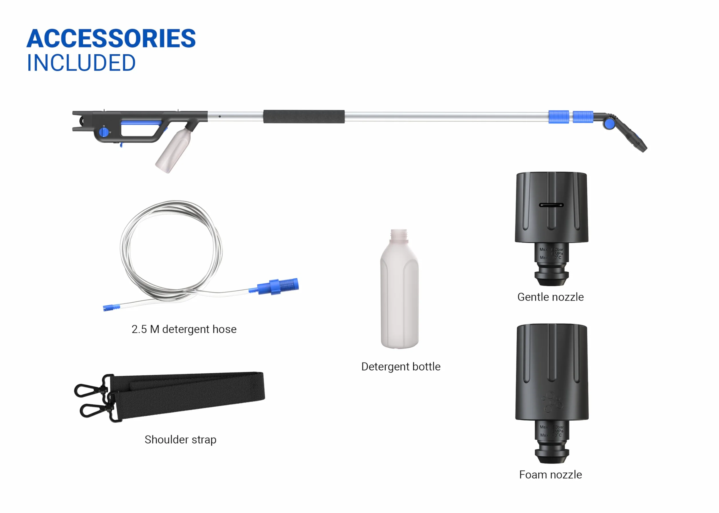 Nilfisk Lance Télescopique Haute et Basse Pression | Nettoyeur de toiture et Pulvérisateur de Mousse | Tête de Buse Réglable (128502121)