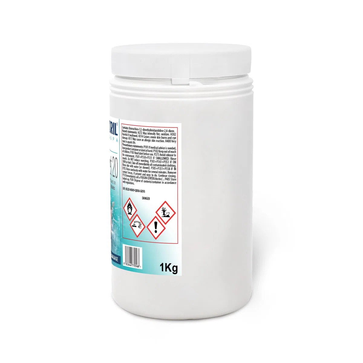 Metacril Brom Net 20, pastilles de Brome de 20 g, à Dissolution Lente, pour piscines et spas - 2 KG (1 + 1 PZ)
