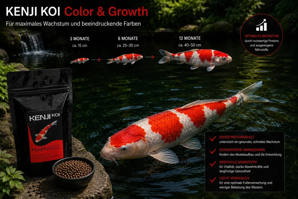 Color & Growth High Growth & Color Nourriture de croissance pour carpes koï et bassin 5 kg 3 mm Nourriture complète pour carpes koï