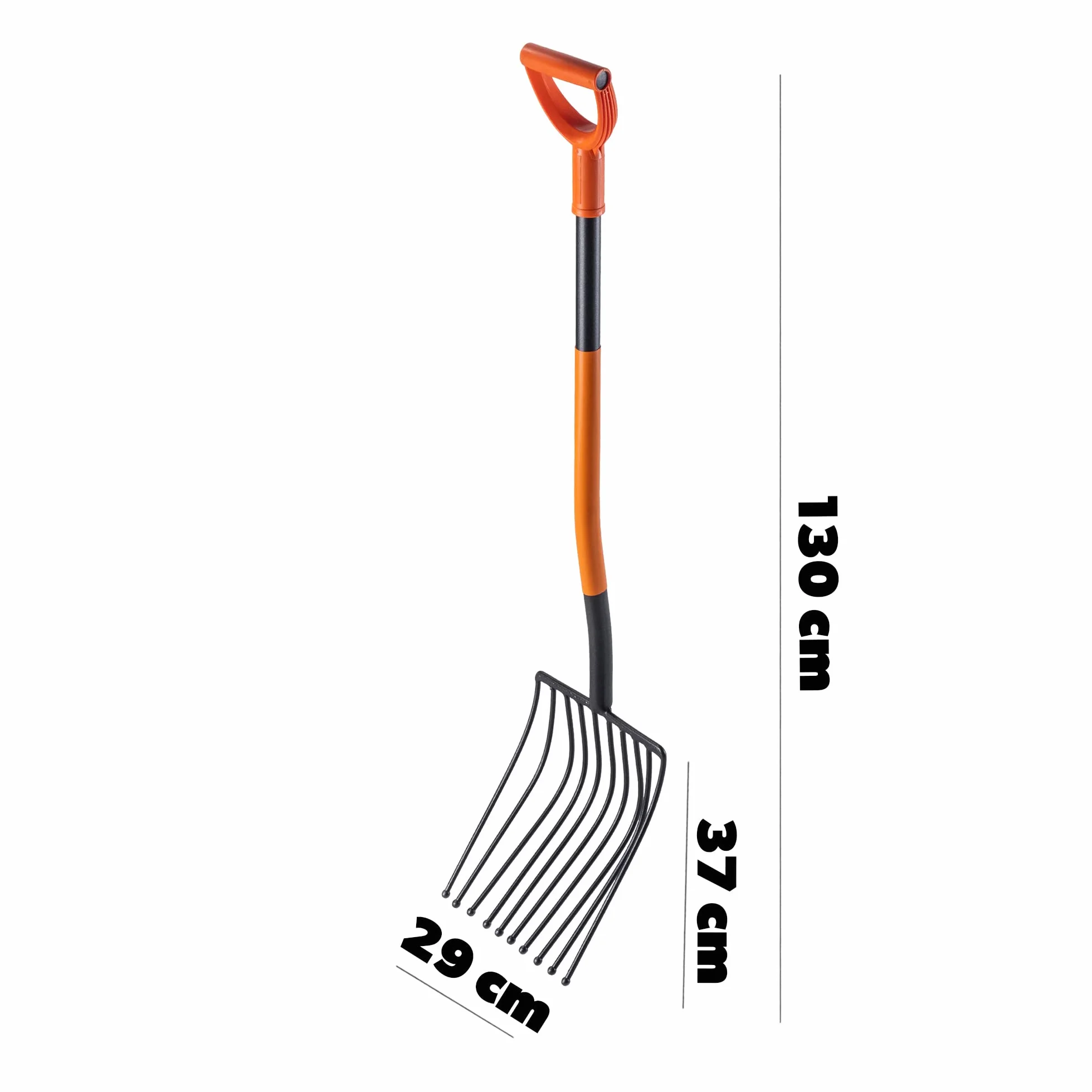 KADAX Fourche à Pommes de Terre dotée d'une Tête en Acier Trempé au Carbone et des Dents Arrondies, Outil de Jardin avec Manche Long (10 Dents)