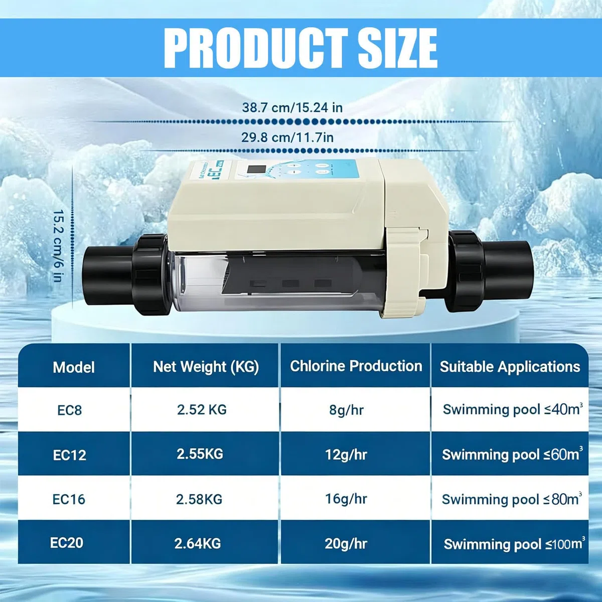 Générateur de Chlore au sel pour piscines, 20g/h | systèmes de chloration automatique au sel pour piscines, machine de génération de chlore au sel pour spas et jacuzzis