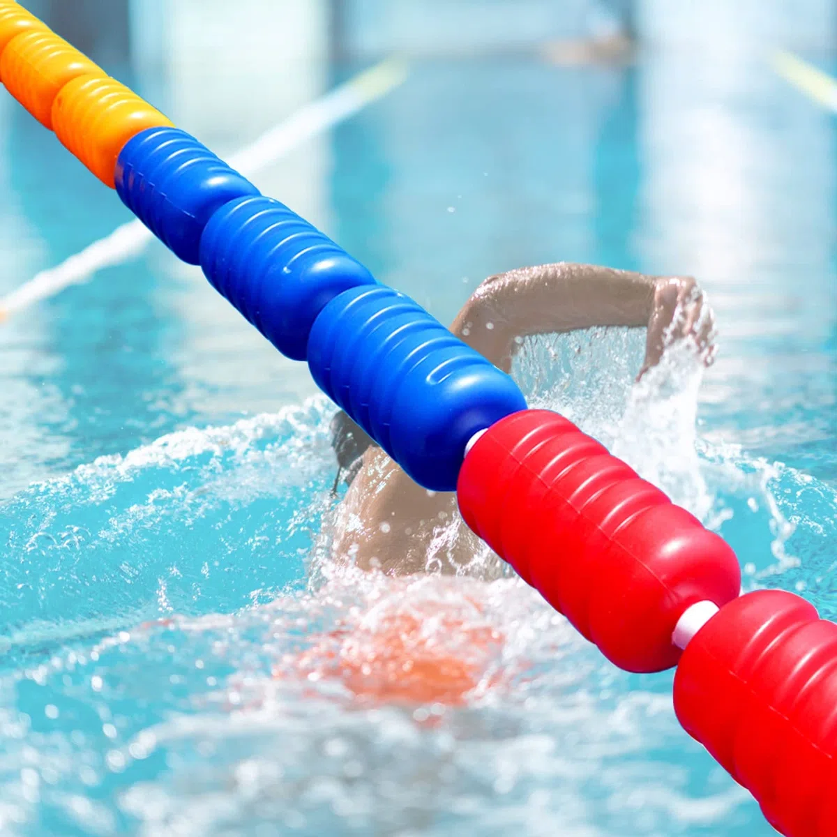Couloir de Nage Flotteurs De Séparation De Couloirs De Piscine, Corde De Sécurité Pour Piscines Scolaires Et À Domicile, Division En Eaux Peu Profondes, Avec Bouées Ovales Lumineuses(Width 9cm (3.5inc
