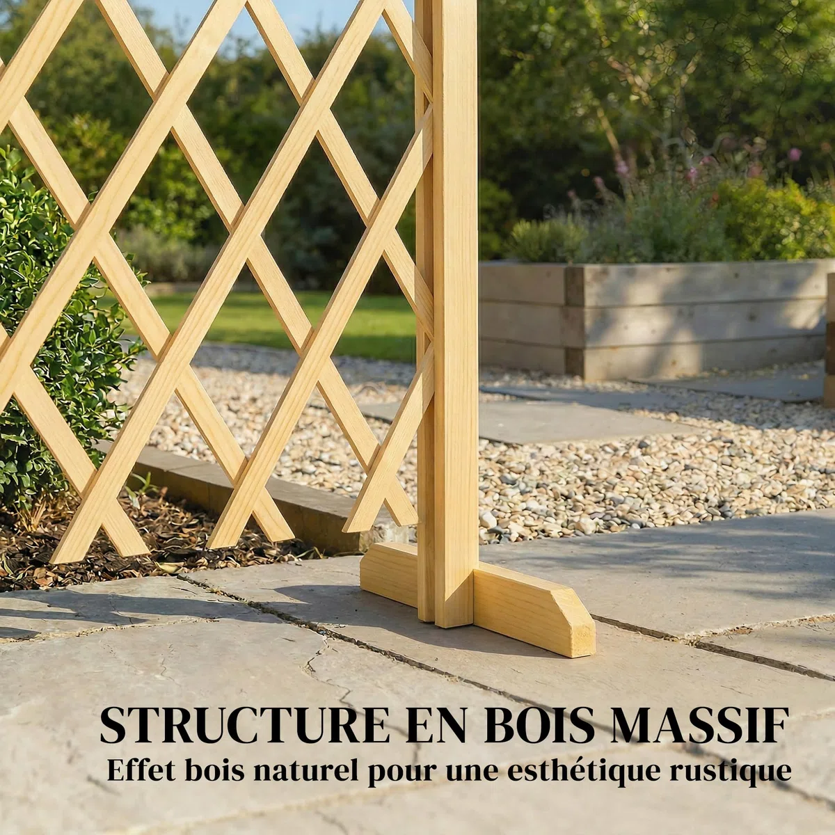 Outsunny Barriere Extensible en Bois de Sapin 180 cm, Base stable, Clôture de Jardin en bois pour Intérieur Extérieur Balcon Jardin, Naturel