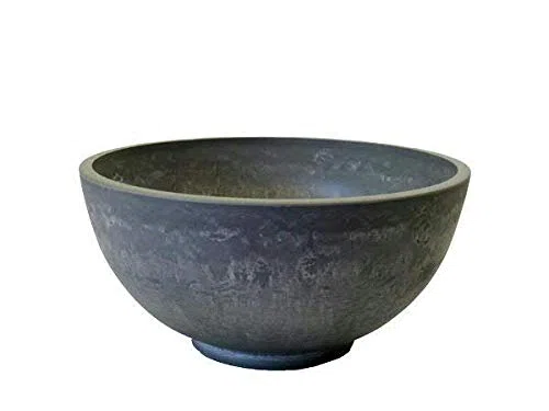 Magnifique bac à planter - Bol rond en plastique/plastique - Résistant à l'hiver (grand : Ø 40 cm, gris)