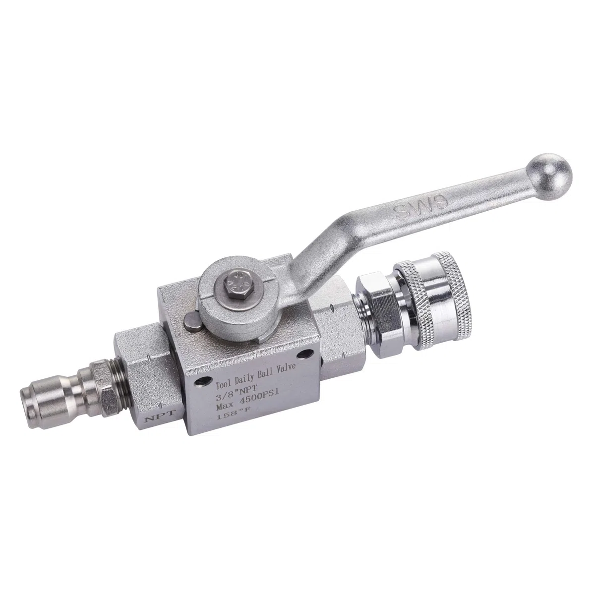 Tool Daily Robinet à Boisseau Sphérique Haute Pression, Raccord Rapide 3/8" | Vanne à Boisseau Sphérique pour Tuyau de Nettoyeur Haute Pression, Acier Inoxydable, 310 bar (4500 PSI)