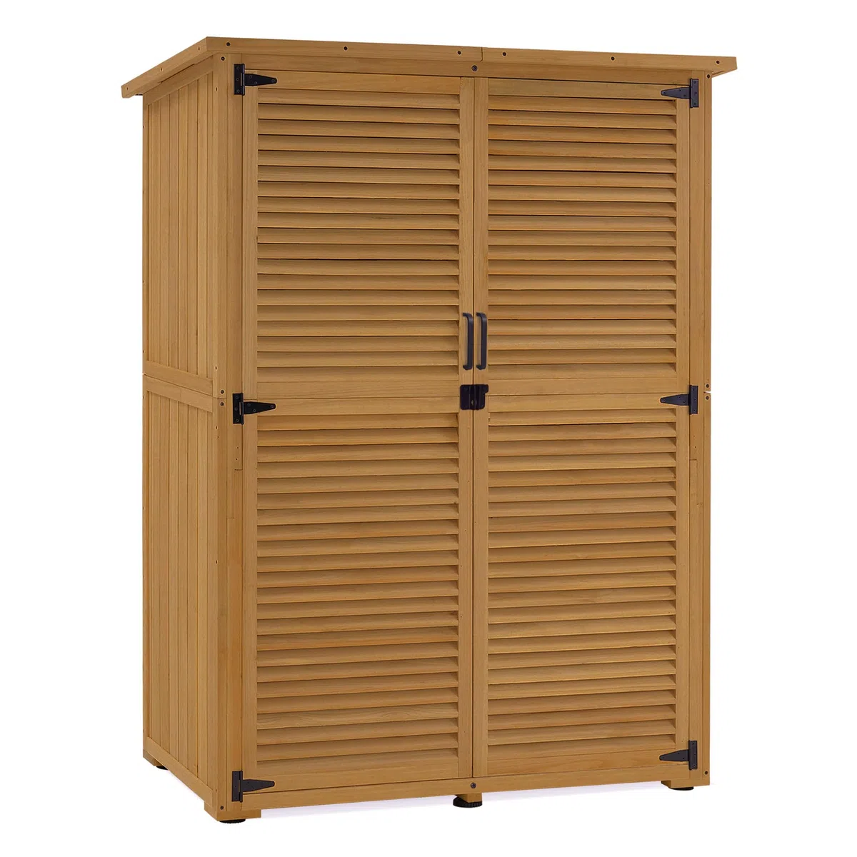 M MCombo Armoire de Jardin en Bois, Petite Maison de Jardin résistante aux intempéries, abri de Jardin Outdoor, pour l'extérieur Balcon Terrasse, 59×127×168 cm, 0901D-1 (Nature)