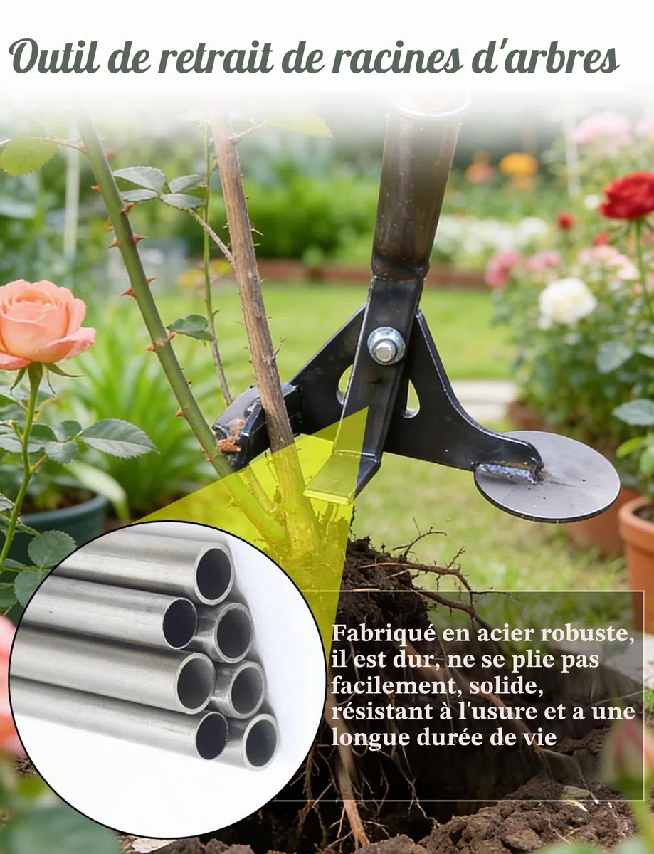 Outil de déracinement de racines d'arbre, extracteur de poteau de clôture robuste, extracteur de souche pour jardin, ferme, verger et extracteur d'arbre pour jeune arbre, extraction de racines de
