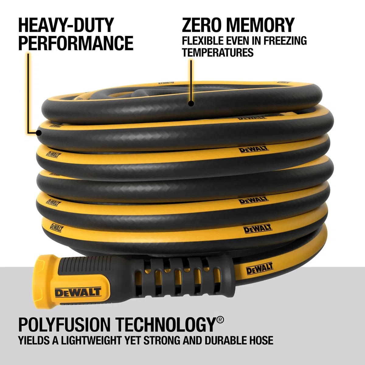 DEWALT DCMH3285 Tuyau d'arrosage robuste de qualité professionnelle 15,2 m x 1,6 cm pour jardin, jaune, noir
