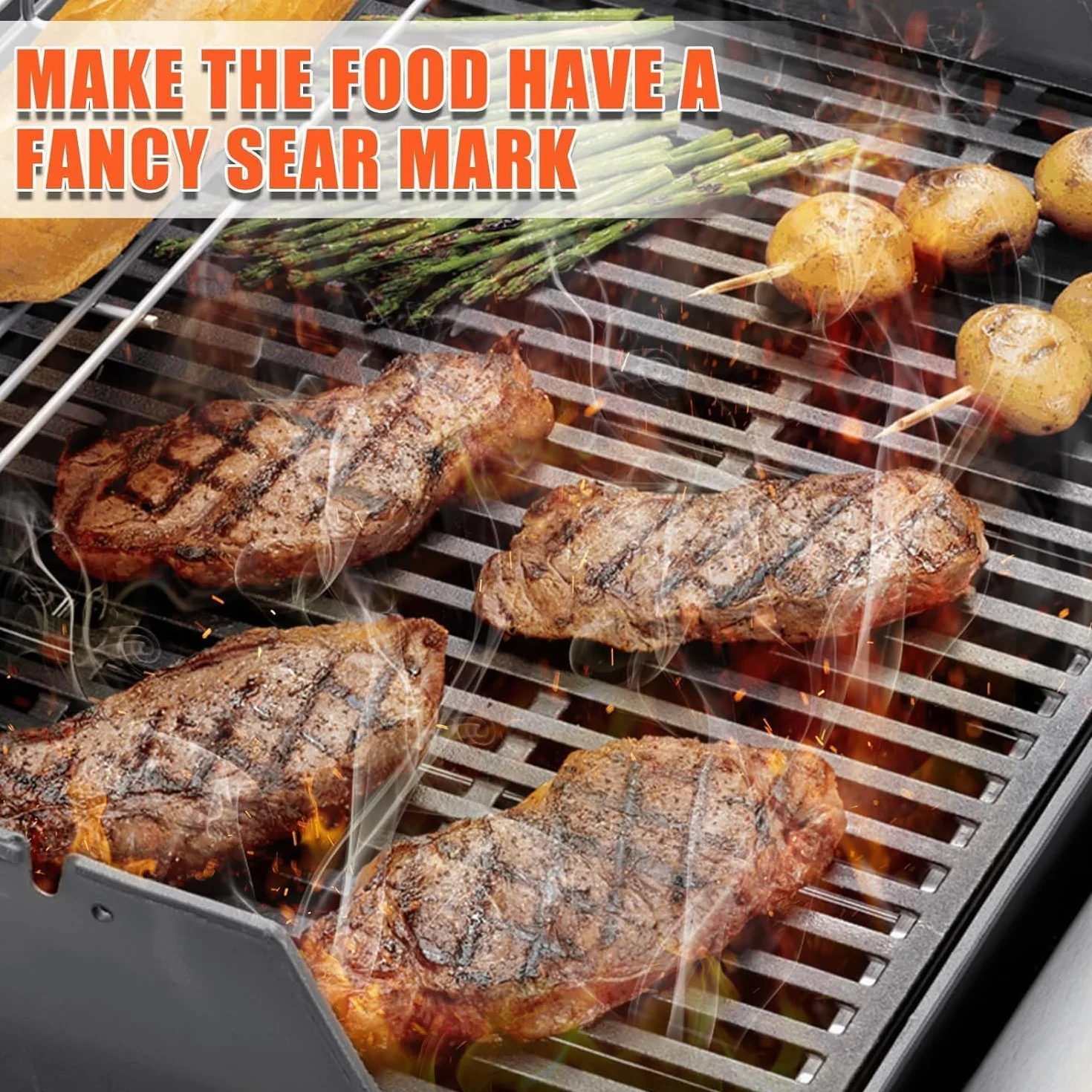 GFTIME Grilles de barbecue en fonte de 38,9 cm et 44,5 x 30 cm pour barbecue à gaz Weber Spirit E-310/320/330, Spirit II E-310 S-310, RÖSLE VIDERO G3 - Remplacement pour plaque chauffante en