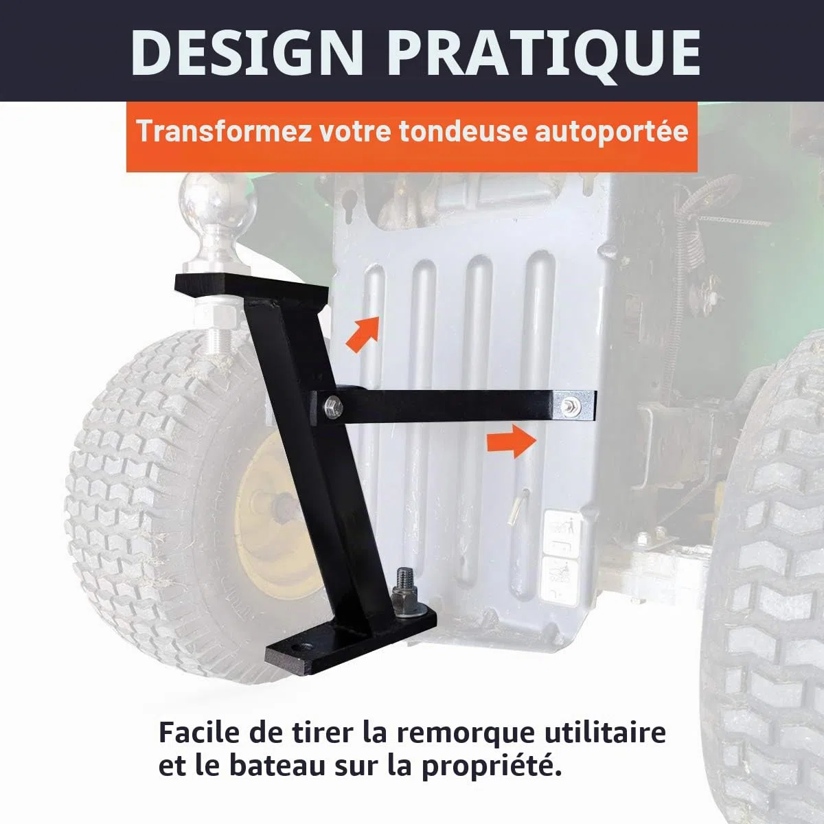 ELITEWILL Pro Hi Hitch Attelage de remorque pour Tondeuse à Gazon/Tracteur de Jardin, Compatible avec Les tondeuses autoportées John Deere, Cub Cadet, Husqvarna, Craftsman