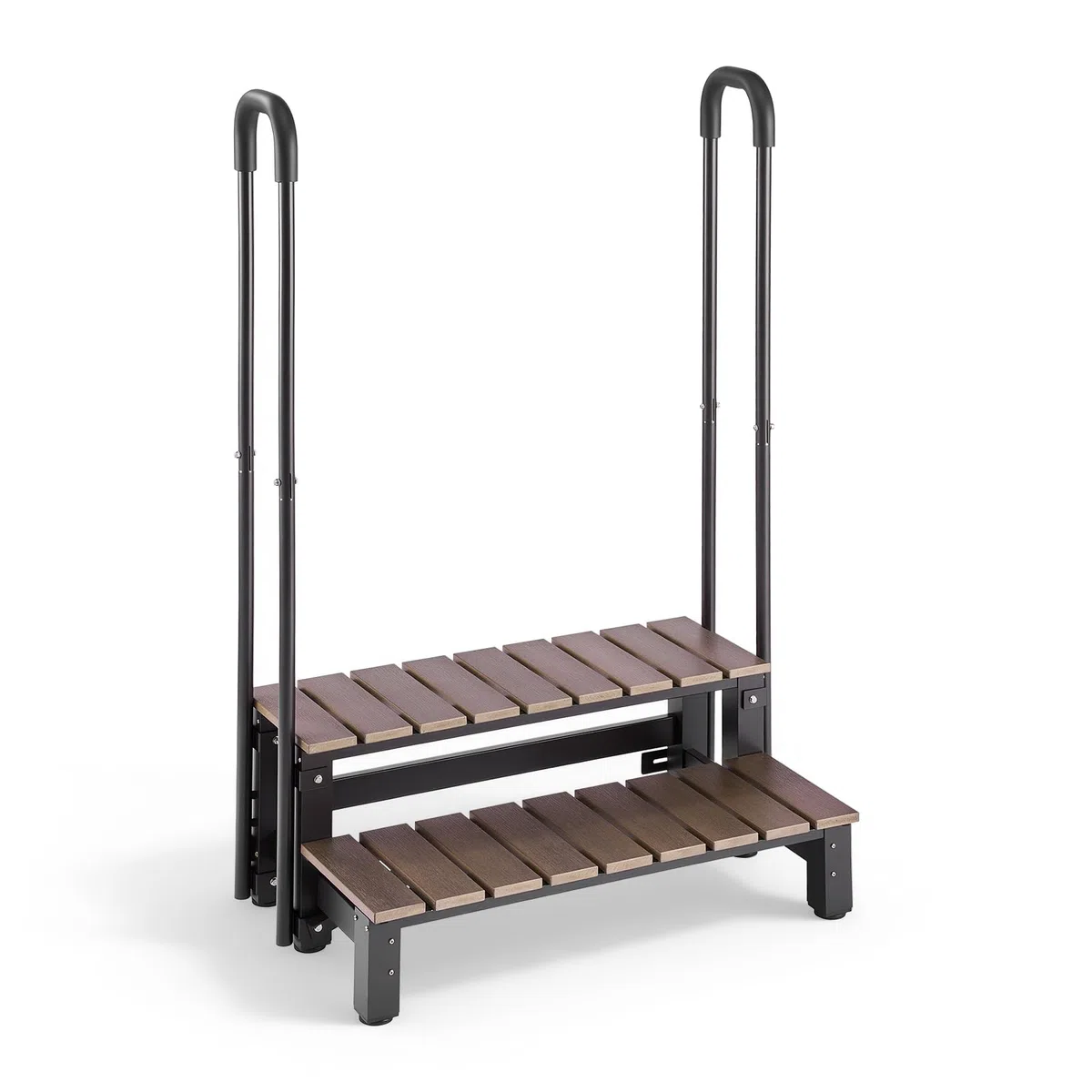 VEVOR Escalier pour Spa à 2 Marches avec Mains Courantes Capacité 250 kg | Marchepied Antidérapant, Largeur 820 mm, Structure Acier et HIPS, pour Piscine Hors-sol, Spa Gonflable, Camping-car, Terrasse
