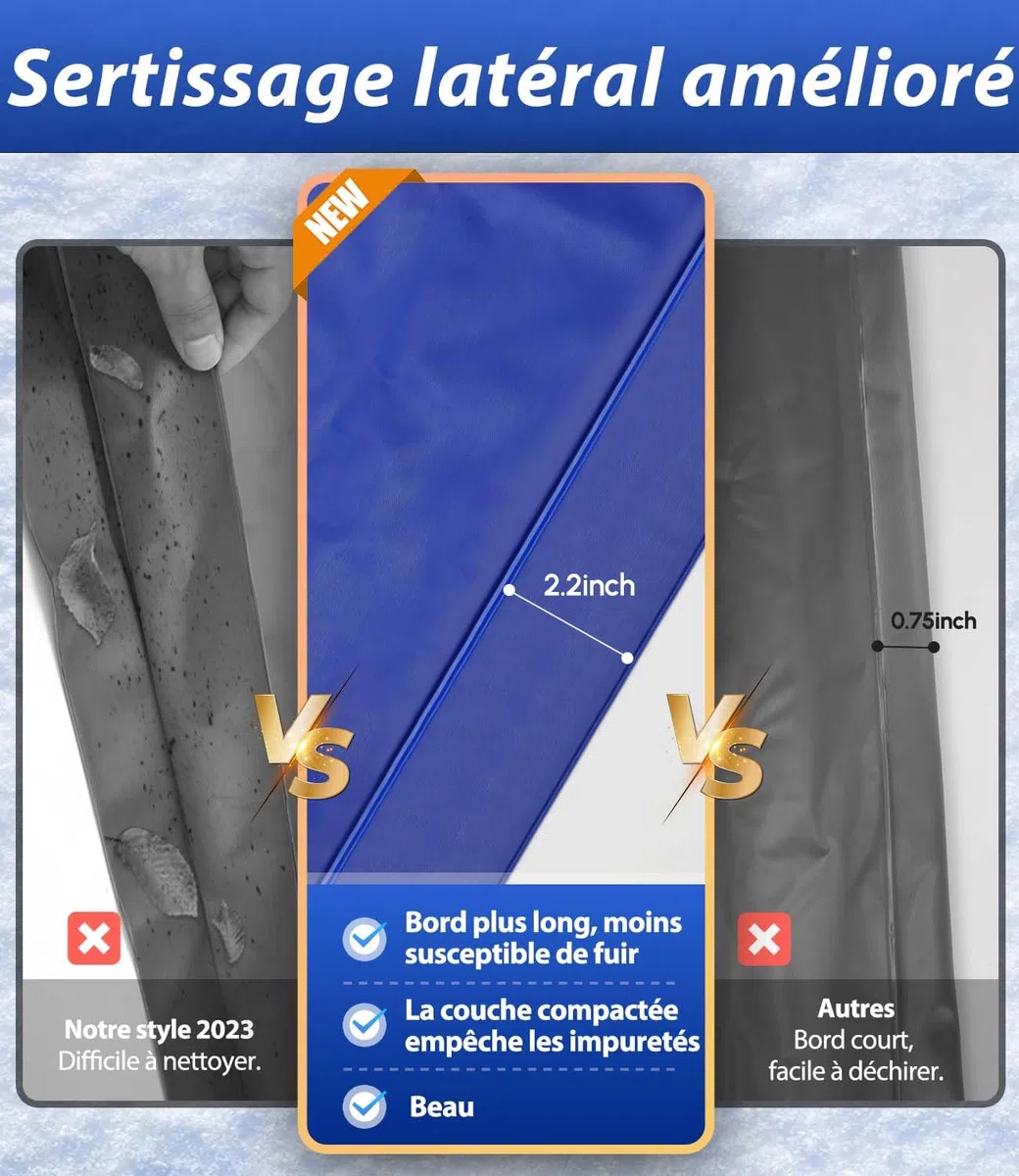 Angooni Coussin de piscine d'hiver XXL 200 x 240 cm | Coussin d'air pour piscine avec double couture pour couverture de piscine | Coussin de piscine pour l'hiver | Avec valve Boston double inflation |