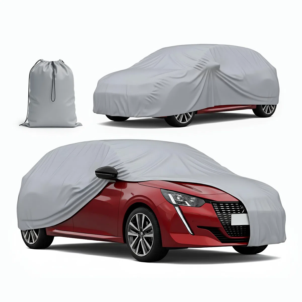 MOTOS Bache Voiture Exterieur Anti-UV Taille L – Bache De Protection Exterieur 470 x 175 x 119 cm, Imperméable, Bache Voiture Résistante pour Toutes Saisons (L)